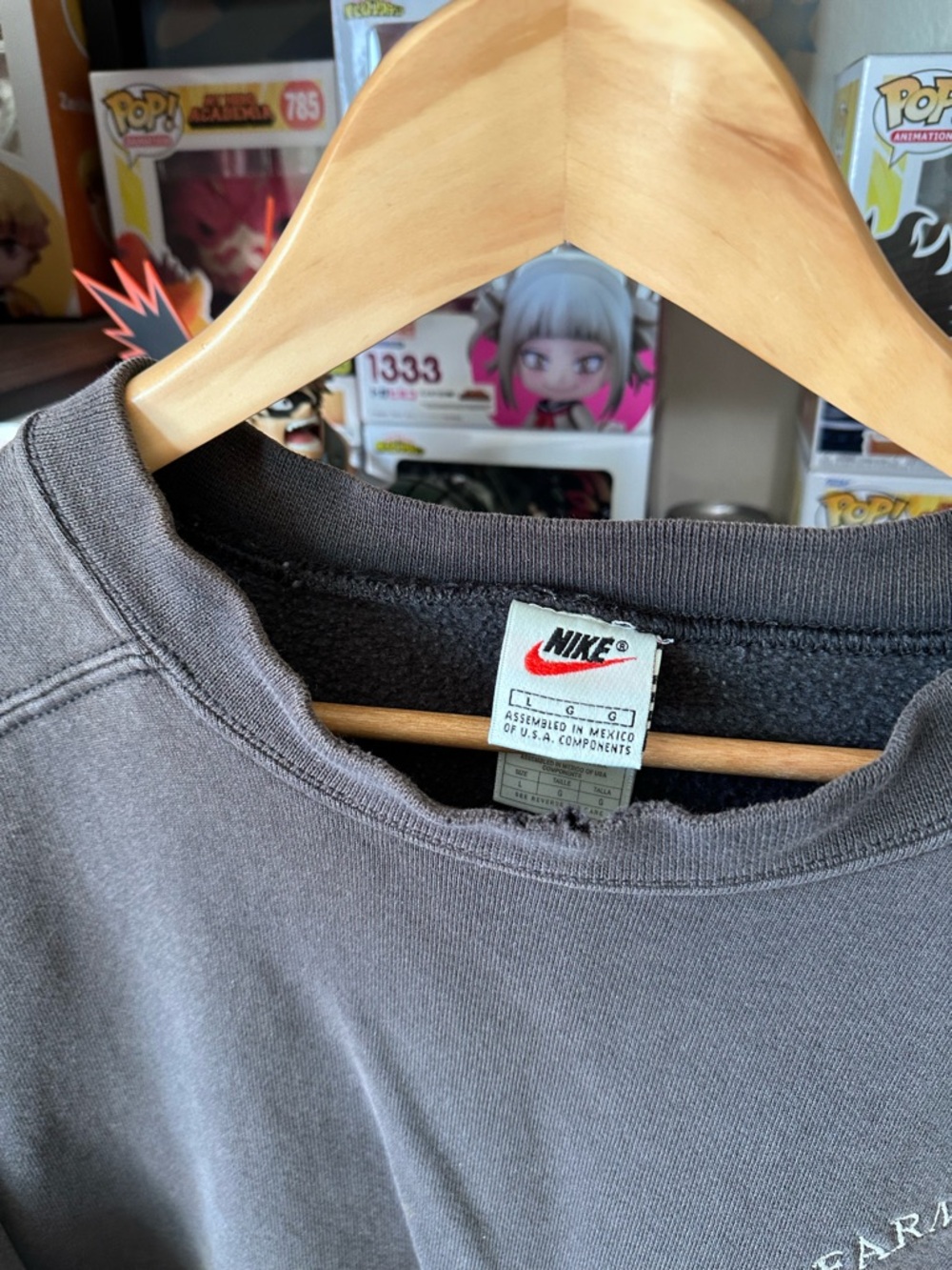 Vintage Nike Sweatshirt Dark Brown Farm Team Swoosh Men’s L White Tag Faded - Picture 2 of 7
